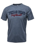 TX HEAT HEATHER NAVY T-SHIRT - POLY/COTTON BLEND