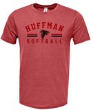 HUFFMAN SOFTBALL COTTON BLEND T-SHIRT HEATHER RED