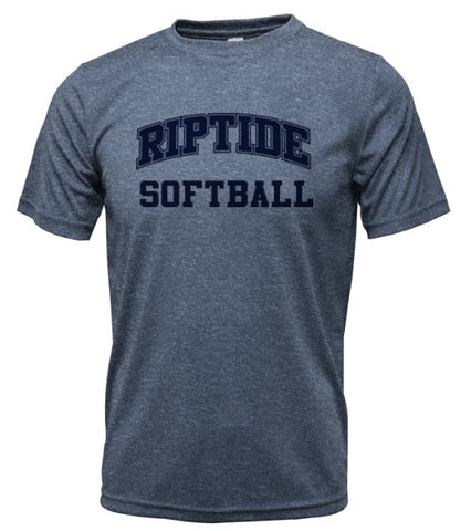 RIPTIDE HEATHER NAVY T-SHIRT - POLY/COTTON BLEND