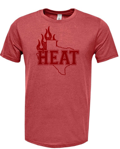 TX HEAT HEATHER RED T-SHIRT - POLY/COTTON BLEND