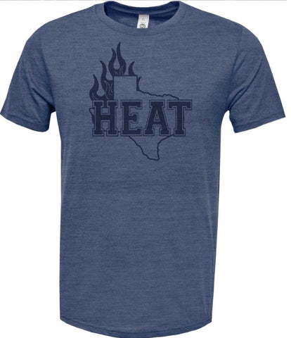 TX HEAT HEATHER NAVY T-SHIRT - POLY/COTTON BLEND