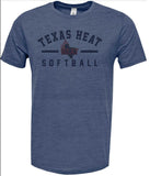 TX HEAT HEATHER NAVY T-SHIRT - POLY/COTTON BLEND